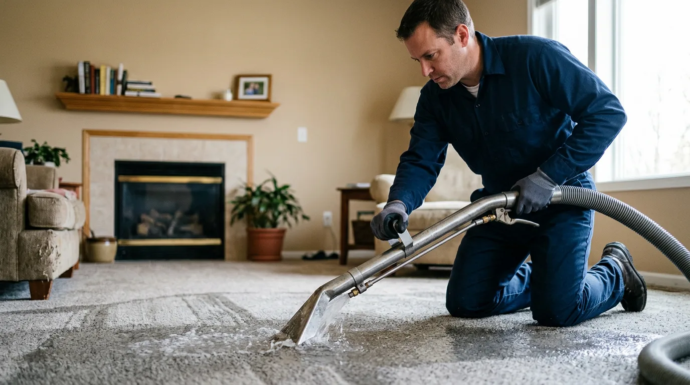 Water damage restoration technician working near Haledon, NJ